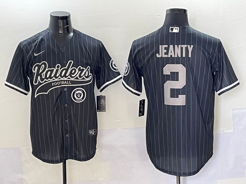 Men 2025 Oakland Raiders 2 Jeanty Black Stripe Joint Name Nike Limited NFL Jersey style 8